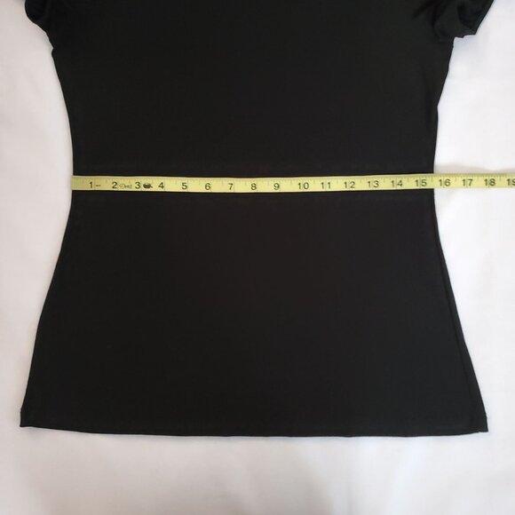 Saint Tropez West Women's Solid Black Beaded Short Sleeve Blouse Size Medium - Picture 11 of 12